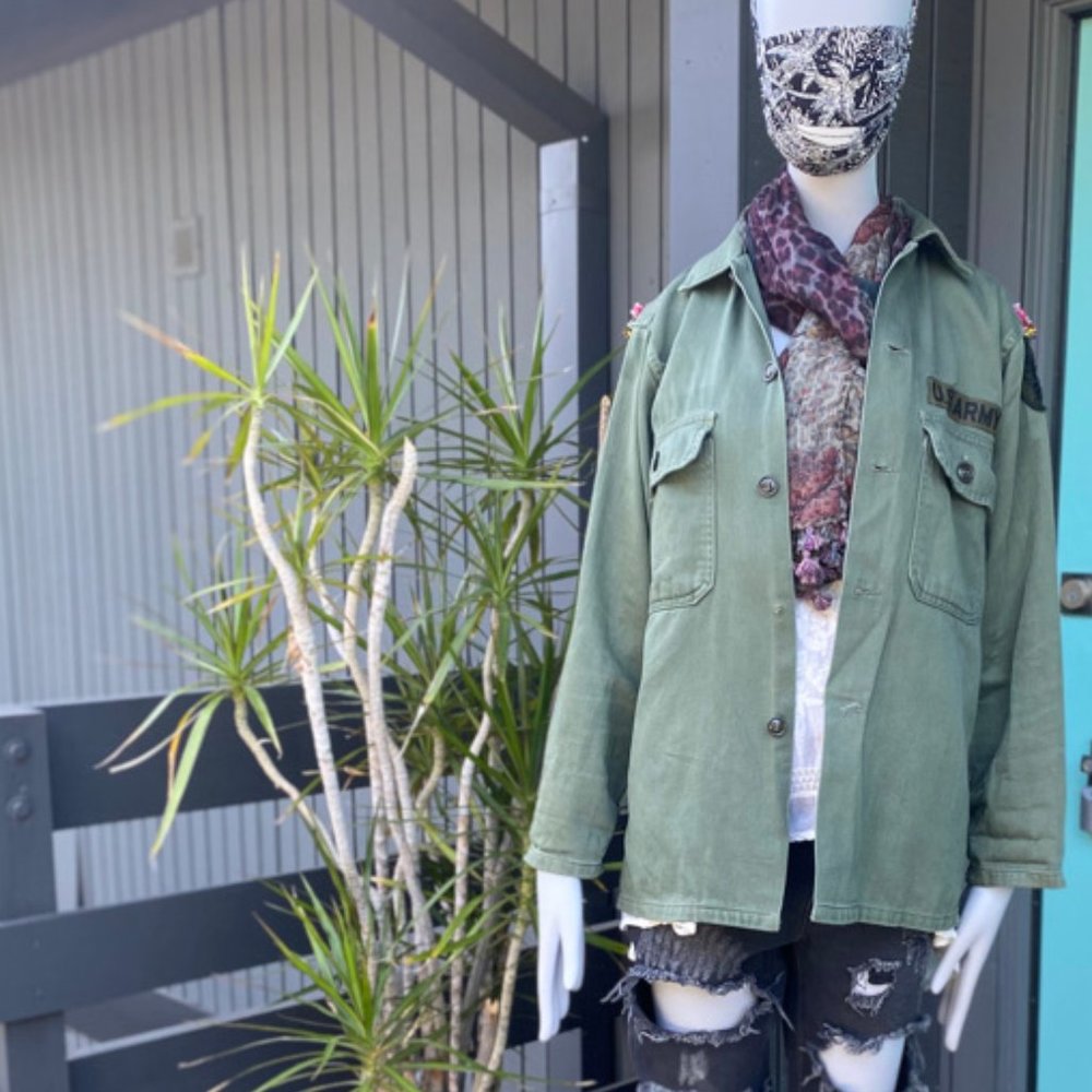 Free People Custom Military Boho Shirt Jacket